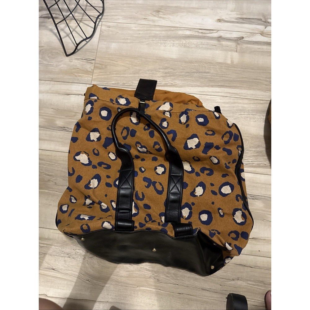 3.1 Phillip Lim for Target Leopard Print Canvas Tote Bag Blue Tan Animal Pattern